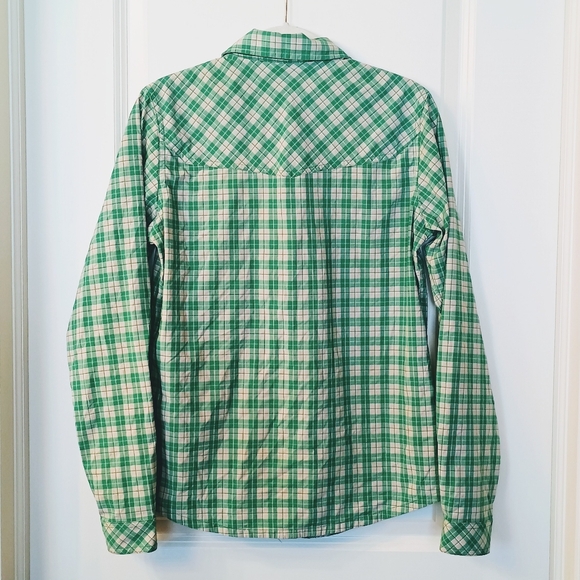 Woman's Stio Eddy Long Sleeve Green Plaid Shirt  Size Small - Pearl Snap - Picture 3 of 11